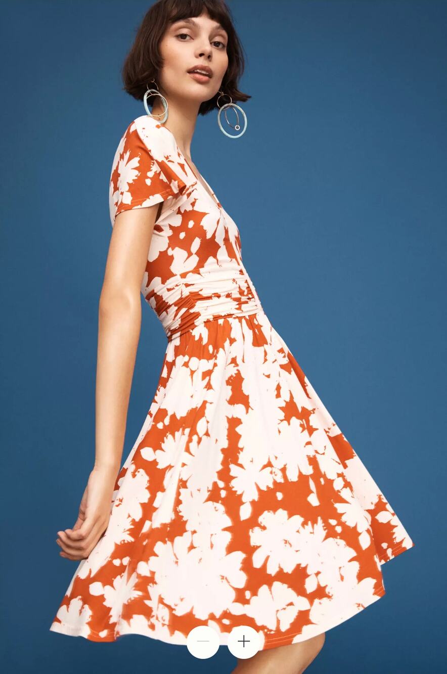 Anthropologie Maeve Summer Breeze Floral Dress Large Orange EUC